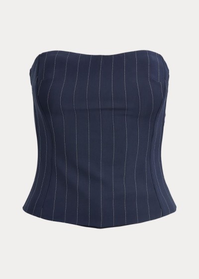 Women's Ralph Lauren Eliza Striped Wool Bustier Shirts | 623401LGK